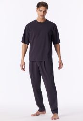 Schiesser T-Shirt Anthrazit - Mix+Relax für Herren, Größe M, 73 % Baumwolle, 27 % Polyester