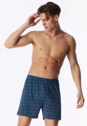 Schiesser Boxershorts mit Knopfleiste 2er-Pack Blau gemustert - Boxershorts Multipacks für Herren, Größe M, 95 % Baumwolle, 5 % Elasthan