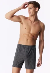 Schiesser Boxershorts mit Knopfleiste 2er-Pack Grau/Blau gemustert - Boxershorts Multipack für Herren, Größe S, 95 % Baumwolle, 5 % Elasthan