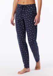 Schiesser Hose mit Bündchen Dunkelblau/Weiss gemustert - Mix+Relax für Damen, Größe XS, 95 % Baumwolle, 5 % Elasthan