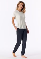 Schiesser T-Shirt Off-White - Mix+Relax für Damen, Größe L, 95 % Modal, 5 % Elasthan