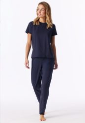 Schiesser T-Shirt Dunkelblau - Mix+Relax für Damen, Größe XS, 95 % Baumwolle, 5 % Elasthan