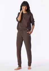 Schiesser Sweathose mit Bündchen Braun - Mix+Relax für Damen, Größe M, 75 % Modal, 5 % Elasthan, 20 % Polyester