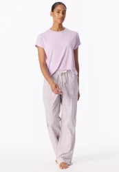 Schiesser Hose Flieder/Weiss gestreift - Mix+Relax für Damen, Größe XS, 82 % Baumwolle, 17 % Polyester, 1 % Elasthan