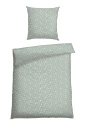 Schiesser Bettwäscheset 2-teilig Grün/Weiss gemustert - SCHIESSER Home, Größe 155*220, 100 % Baumwolle