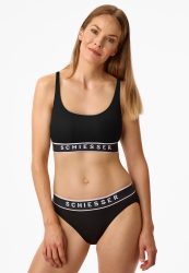 Schiesser Slip Schwarz - Pure Rib für Damen, Größe L, 50 % Baumwolle, 5 % Elasthan, 45 % Modal