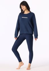 Schiesser Sweatshirt Dunkelblau - Mix+Relax für Damen, Größe M, 75 % Modal, 5 % Elasthan, 20 % Polyester