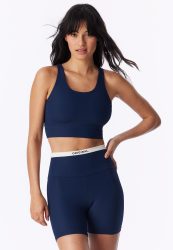 Schiesser Shorts Doppelripp Dunkelblau/Weiss - SCHIESSER Active für Damen, Größe 40, 80 % Polyamid, 20 % Elasthan
