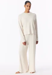 Schiesser Shirt Off-White - Mix+Relax für Damen, Größe L, 65 % Viskose, 5 % Elasthan, 30 % Baumwolle