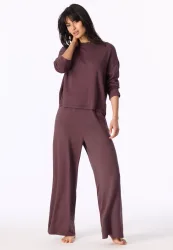 Schiesser Sweatshirt Bordeaux - Mix+Relax für Damen, Größe M, 65 % Viskose, 5 % Elasthan, 30 % Baumwolle
