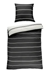Schiesser Bettwäscheset 2-teilig Braun/Weiss gestreift - SCHIESSER Home, Größe 135*200, 100 % Baumwolle