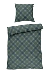 Schiesser Bettwäscheset 2-teilig Petrol/Grün kariert - SCHIESSER Home, Größe 135*200, 100 % Baumwolle