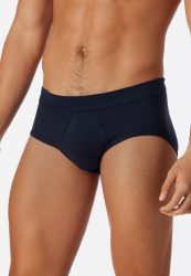 Schiesser Slip Feinripp mit Eingriff 2er-Pack Dunkelblau - Essentials Feinripp für Herren, Größe M, 100 % Baumwolle