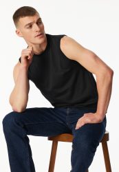 Schiesser Shirt ärmellos 2er-Pack Schwarz - Essentials für Herren, Größe 4, 100 % Baumwolle