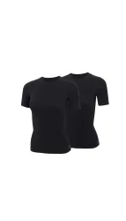 Schiesser T-Shirt 2er-Pack Schwarz - ADIDAS für Damen, Größe M, 5 % Elasthan, 48 % Modal, 47 % Baumwolle
