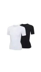 Schiesser T-Shirt 2er-Pack Schwarz/Weiss - ADIDAS für Damen, Größe M, 5 % Elasthan, 48 % Modal, 47 % Baumwolle