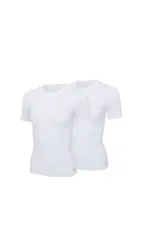 Schiesser T-Shirt 2er-Pack Weiss - ADIDAS für Damen, Größe M, 5 % Elasthan, 48 % Modal, 47 % Baumwolle