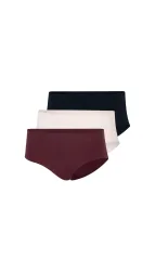 Schiesser Hipster Slip 3er-Pack Bordeaux/Beige/Schwarz - ADIDAS für Damen, Größe M, 76 % Polyamid, 24 % Elasthan