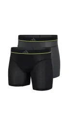 Schiesser Enge Boxershorts lang 2er-Pack Schwarz/Grau - ADIDAS für Herren, Größe S, 87 % Polyamid, 13 % Elasthan