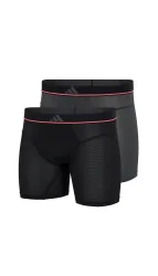 Schiesser Enge Boxershorts lang 2er-Pack Schwarz/Grau/Rot - ADIDAS für Herren, Größe XL, 87 % Polyamid, 13 % Elasthan