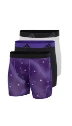 Schiesser Enge Boxershorts lang 3er-Pack Schwarz/Lila/Weiss - ADIDAS für Herren, Größe L, 95 % Baumwolle, 5 % Elasthan