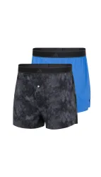Schiesser Boxershorts mit Knopfleiste 2er-Pack Schwarz/Blau - ADIDAS für Herren, Größe M, 100 % Baumwolle