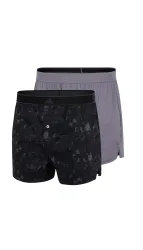 Schiesser Boxershorts mit Knopfleiste 2er-Pack Schwarz/Grau - ADIDAS für Herren, Größe XXL, 100 % Baumwolle