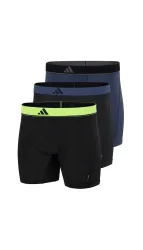 Schiesser Enge Boxershorts lang 3er-Pack Blau/Schwarz - ADIDAS für Herren, Größe M, 85 % Polyester, 15 % Elasthan