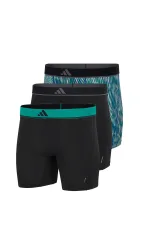 Schiesser Enge Boxershorts lang 3er-Pack Schwarz/Petrol - ADIDAS für Herren, Größe M, 85 % Polyester, 15 % Elasthan