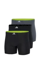 Schiesser Enge Boxershorts lang 3er-Pack Schwarz/Grau - ADIDAS für Herren, Größe S, 93 % Polyester, 7 % Elasthan