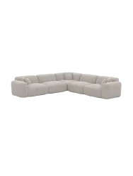 5-Sitzer Design Ecksofa „Aras“ mit Bouclé-Bezug Bouclé Toffee BLOOMINGLOFT Collection