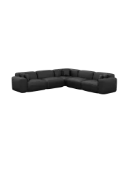5-Sitzer Design Echtleder Ecksofa „Aras“ Echtleder Schwarz BLOOMINGLOFT Collection