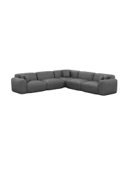 5-Sitzer Design Echtleder Ecksofa „Aras“ Echtleder Dark Grey BLOOMINGLOFT Collection