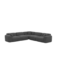 5-Sitzer Design Ecksofas „Aras“ mit Strukturstoff-Bezug Strukturstoff Anthrazit BLOOMINGLOFT Collection