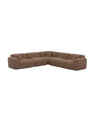 5-Sitzer Design Ecksofas „Aras“ mit Strukturstoff-Bezug Strukturstoff Braun BLOOMINGLOFT Collection