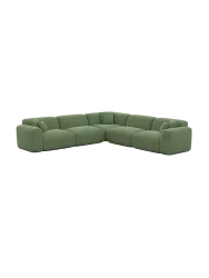 5-Sitzer Design Ecksofas „Aras“ mit Strukturstoff-Bezug Strukturstoff Grün BLOOMINGLOFT Collection