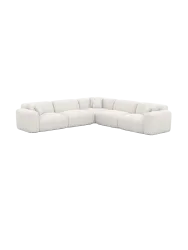 5-Sitzer Design Ecksofas „Aras“ mit Strukturstoff-Bezug Strukturstoff Weiss BLOOMINGLOFT Collection