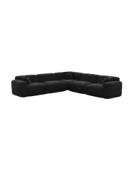 5-Sitzer Design Ecksofa „Aras“ mit Samtbezug Samtbezug Schwarz BLOOMINGLOFT Collection