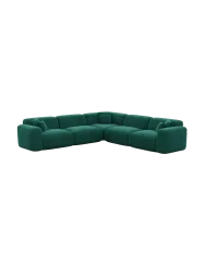 5-Sitzer Design Ecksofa „Aras“ mit Samtbezug Samtbezug Grün BLOOMINGLOFT Collection