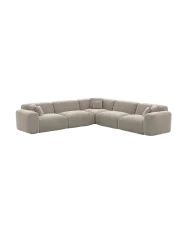 5-Sitzer Design Ecksofa „Aras“ mit Samtbezug Samtbezug Beige dunkel BLOOMINGLOFT Collection