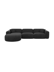 4-Sitzer Design Ecksofas „Aras“ mit Strukturstoff-Bezug Strukturstoff Schwarz BLOOMINGLOFT Collection