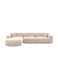 4-Sitzer Design Ecksofa „Aras“ mit Samtbezug Samtbezug Cream BLOOMINGLOFT Collection
