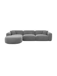 4-Sitzer Design Ecksofa „Aras“ mit Samtbezug Samtbezug Dunkelgrau BLOOMINGLOFT Collection
