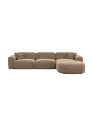 4-Sitzer Design Ecksofa „Aras“ mit Samtbezug Samtbezug Braun BLOOMINGLOFT Collection