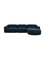 4-Sitzer Design Ecksofa „Aras“ mit Samtbezug Samtbezug Königsblau BLOOMINGLOFT Collection