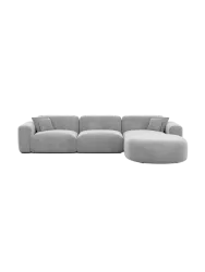 4-Sitzer Design Ecksofa „Aras“ mit Samtbezug Samtbezug Hellgrau BLOOMINGLOFT Collection