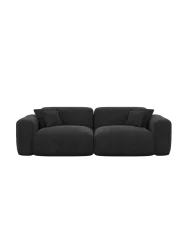 2-Sitzer Design Sofa „Aras“ mit Strukturstoff-Bezug Strukturstoff Schwarz BLOOMINGLOFT Collection