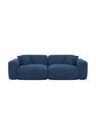2-Sitzer Design Sofa „Aras“ mit Strukturstoff-Bezug Strukturstoff Dunkelblau BLOOMINGLOFT Collection