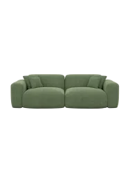 2-Sitzer Design Sofa „Aras“ mit Strukturstoff-Bezug Strukturstoff Grün BLOOMINGLOFT Collection