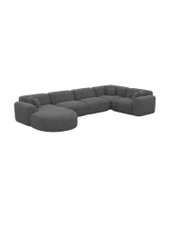6-Sitzer Design Panorama-Sofa „Aras XL“ mit Bouclé-Bezug Bouclé Graphit BLOOMINGLOFT Collection